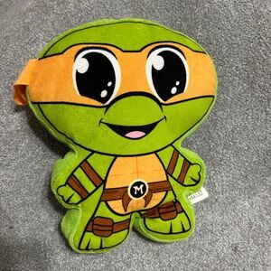Nickelodeon TMNT Michelangelo Plush Stuffed Toy Green‎ Orange Mask 10" Nanco